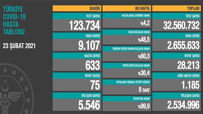 Koronavirüs salgınında can kaybı 28 bin 213'e yükseldi