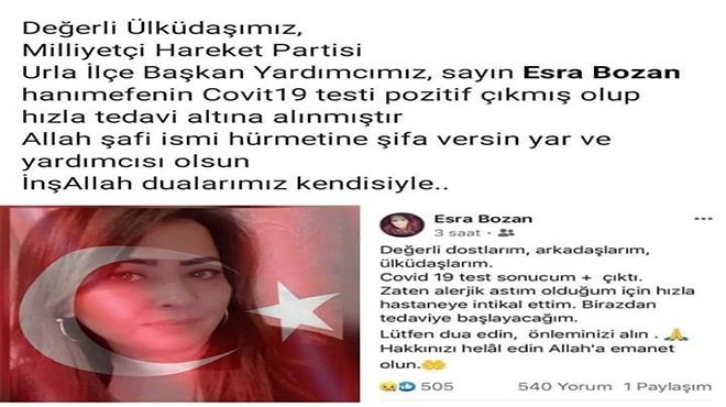 MHP Urla İlçe Başkan Yardımcısı' nın testi pozitif çıktı