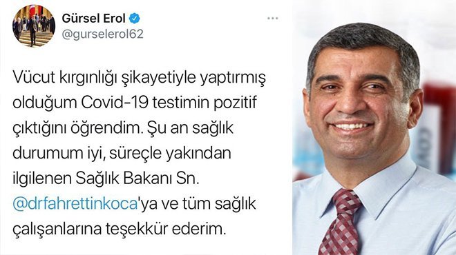 Milletvekili Erol'un Covid-19 testi pozitif çıktı