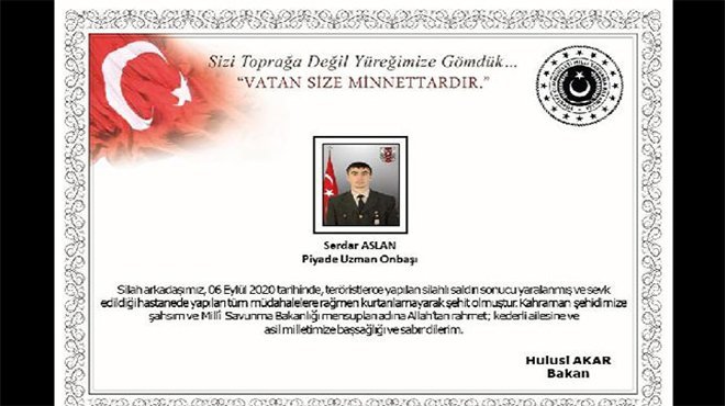  İdlib'de 1 asker şehit oldu 