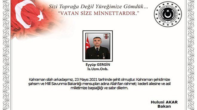 MSB: Pençe-Yıldırım Harekatı'nda 1 asker şehit oldu