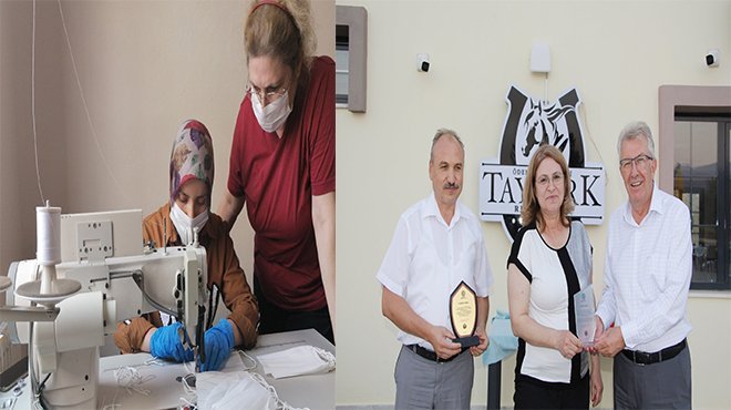 Ödemiş’te maske diken gönüllülere teşekkür plaketi 