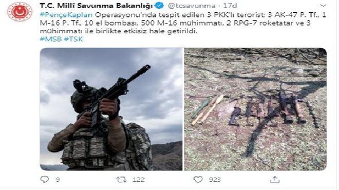 Pençe-Kaplan Operasyonu'nda 3 PKK'lı etkisiz hale getirildi