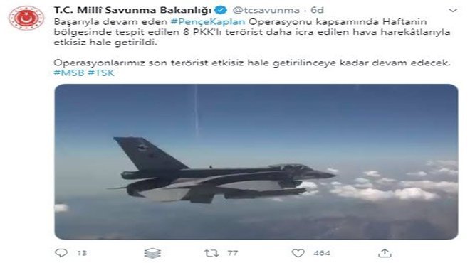 Pençe- Kaplan Operasyonu'nda 8 PKK'lı etkisiz hale getirildi