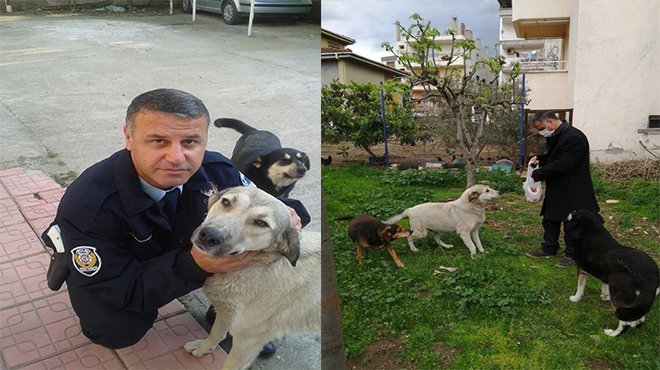 Polis Memurunun Örnek Hayvan Sevgisi