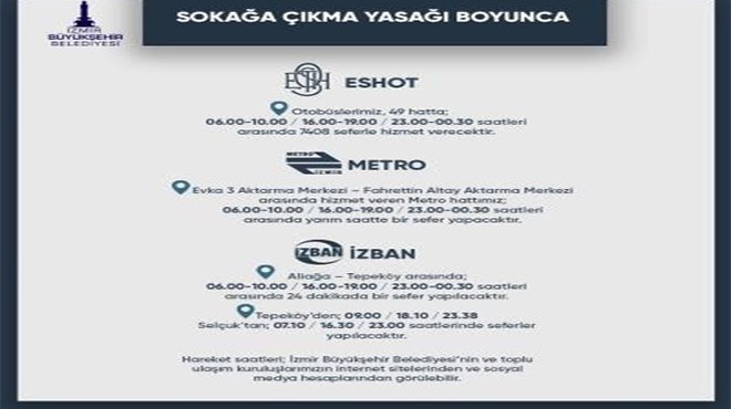 Sokağa çıkma yasağında toplu ulaşım programı