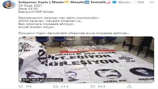 Soylu, Esenyurt HDP binasının görüntülerini paylaştı