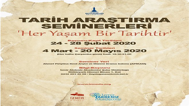 Tarih Araştırma seminerlerine başvuruda son gün