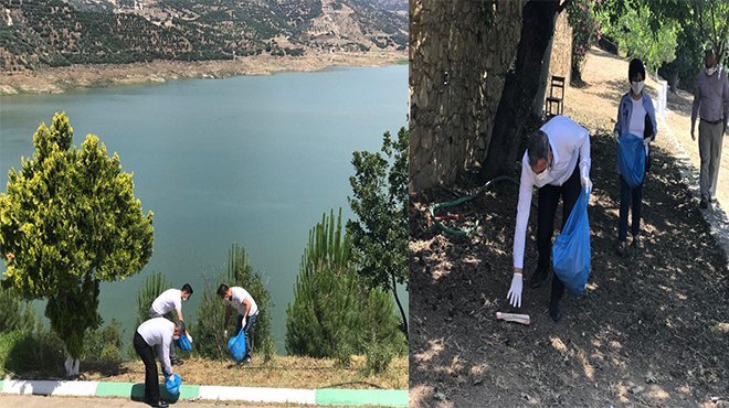 TEMİZ BİR ÇEVRE İÇİN BAŞKAN YILMAZLAR ÇÖP TOPLADI