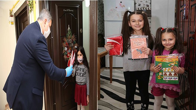 Tugay’dan çocuklara bayrak ve kitap hediyesi