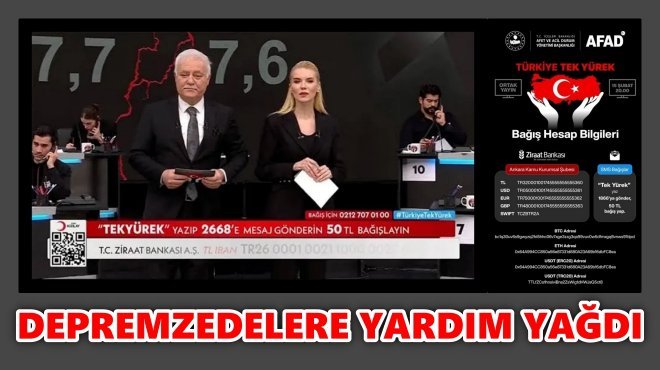 'TÜRKİYE TEK YÜREK' ORTAK YAYINDA REKOR BAĞIŞ TOPLANDI