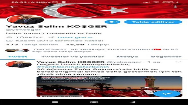 Vali Köşger İzmirli hemşerilerini İstiklal Marşını Okumaya Davet Etti