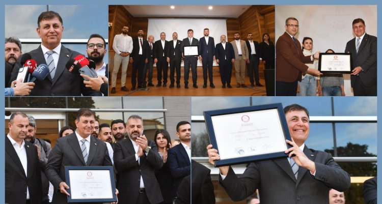 BAŞKAN CEMİL TUGAY MAZBATASINI ALDI
